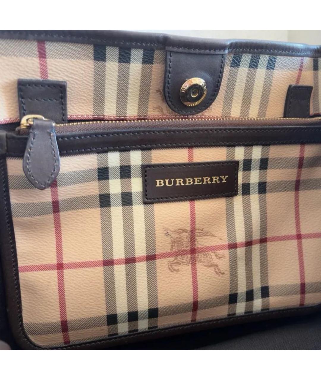 BURBERRY Коричневая кожаная сумка тоут, фото 6