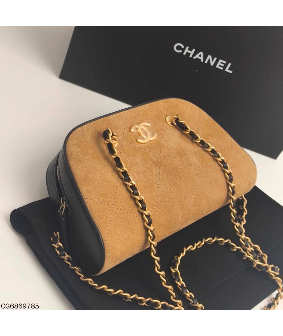 CHANEL Коричневая замшевая сумка через плечо, фото 5