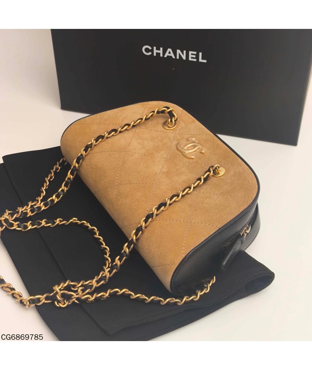 CHANEL Коричневая замшевая сумка через плечо, фото 2