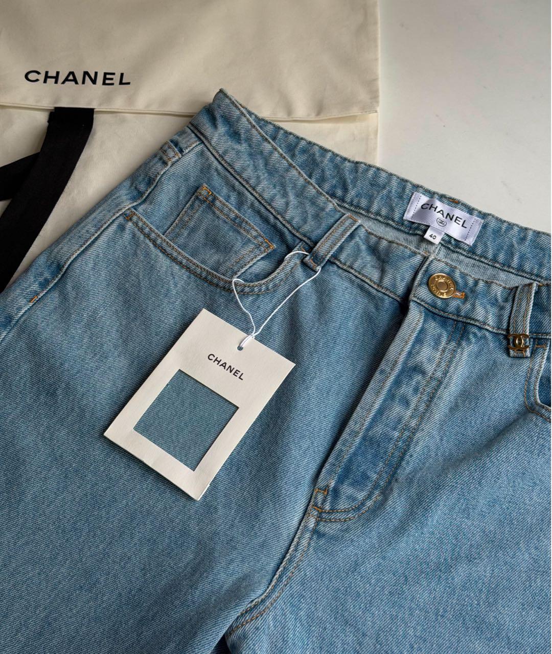 CHANEL Голубые хлопковые джинсы слим, фото 5