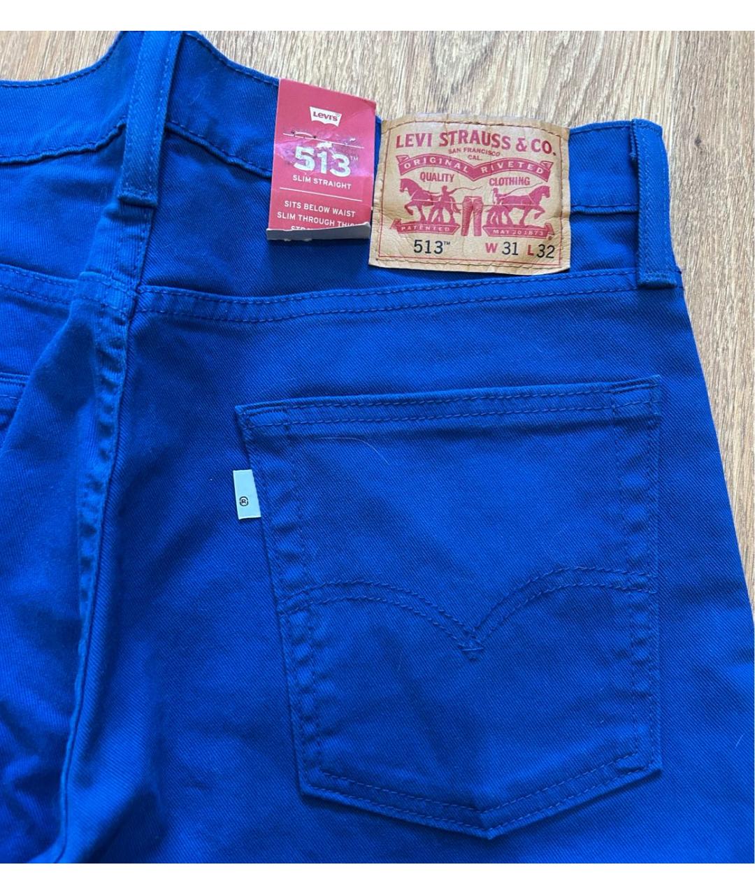 LEVI'S Синие хлопко-эластановые прямые джинсы, фото 4