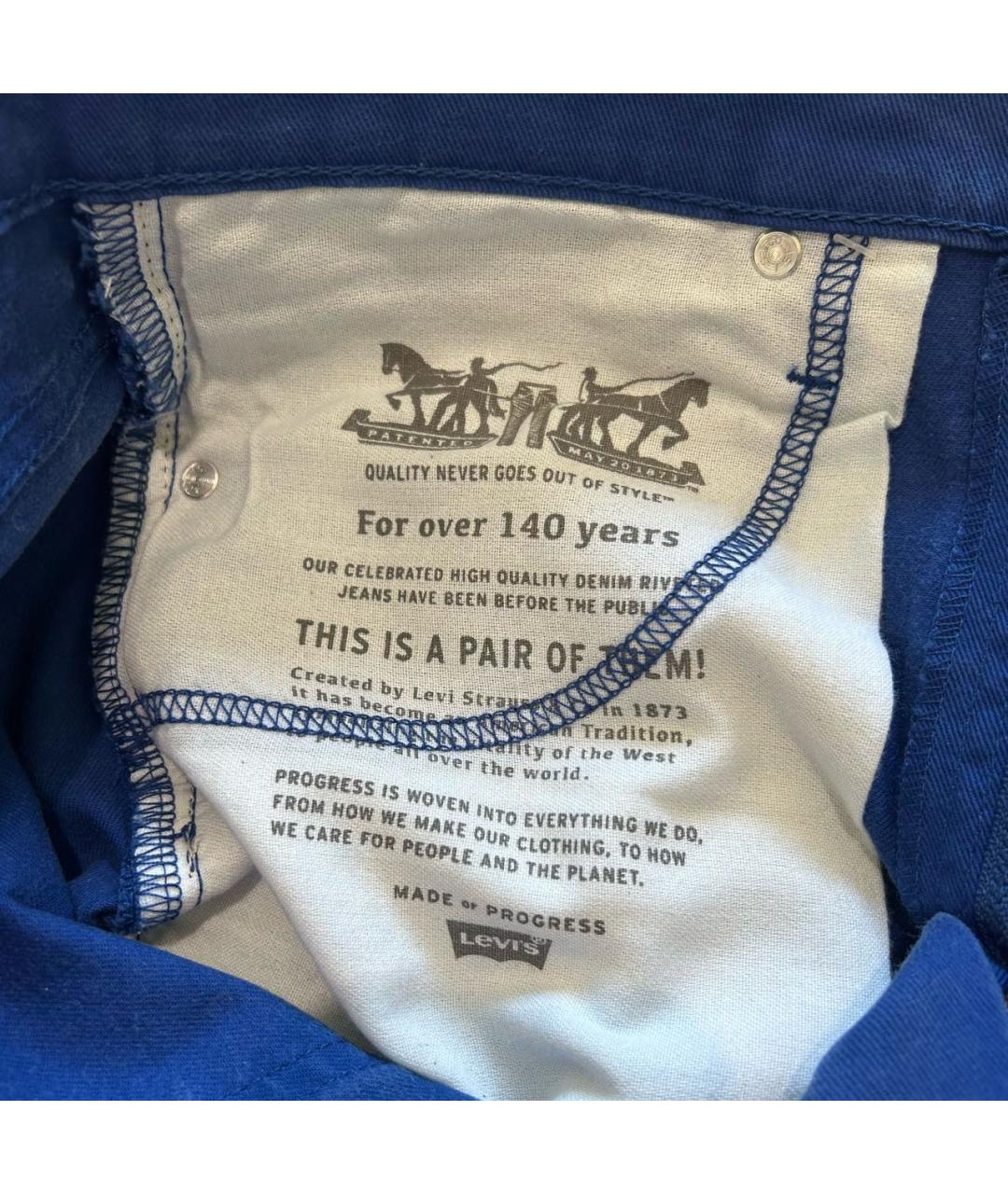LEVI'S Синие хлопко-эластановые прямые джинсы, фото 6