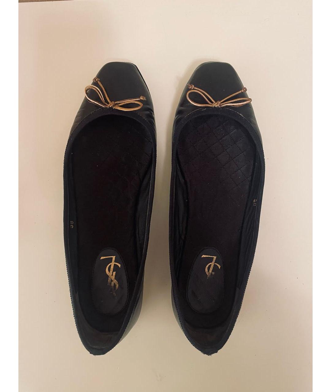 SAINT LAURENT Черные кожаные балетки, фото 3