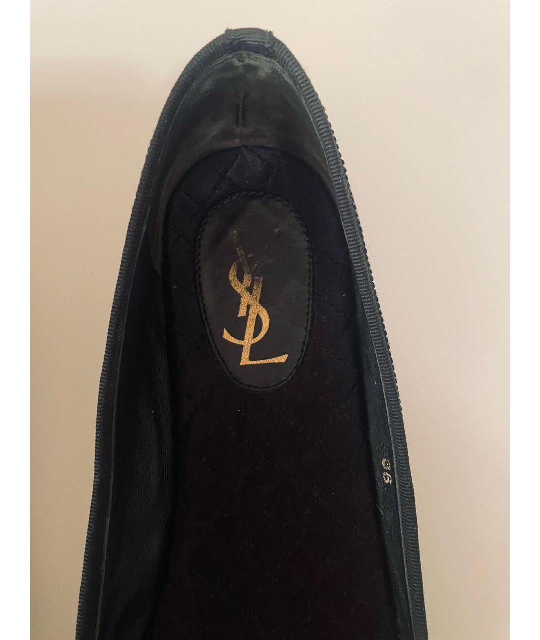 SAINT LAURENT Черные кожаные балетки, фото 5