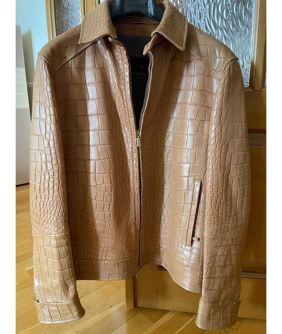 BRIONI Горчичная куртка из экзотической кожи, фото 5