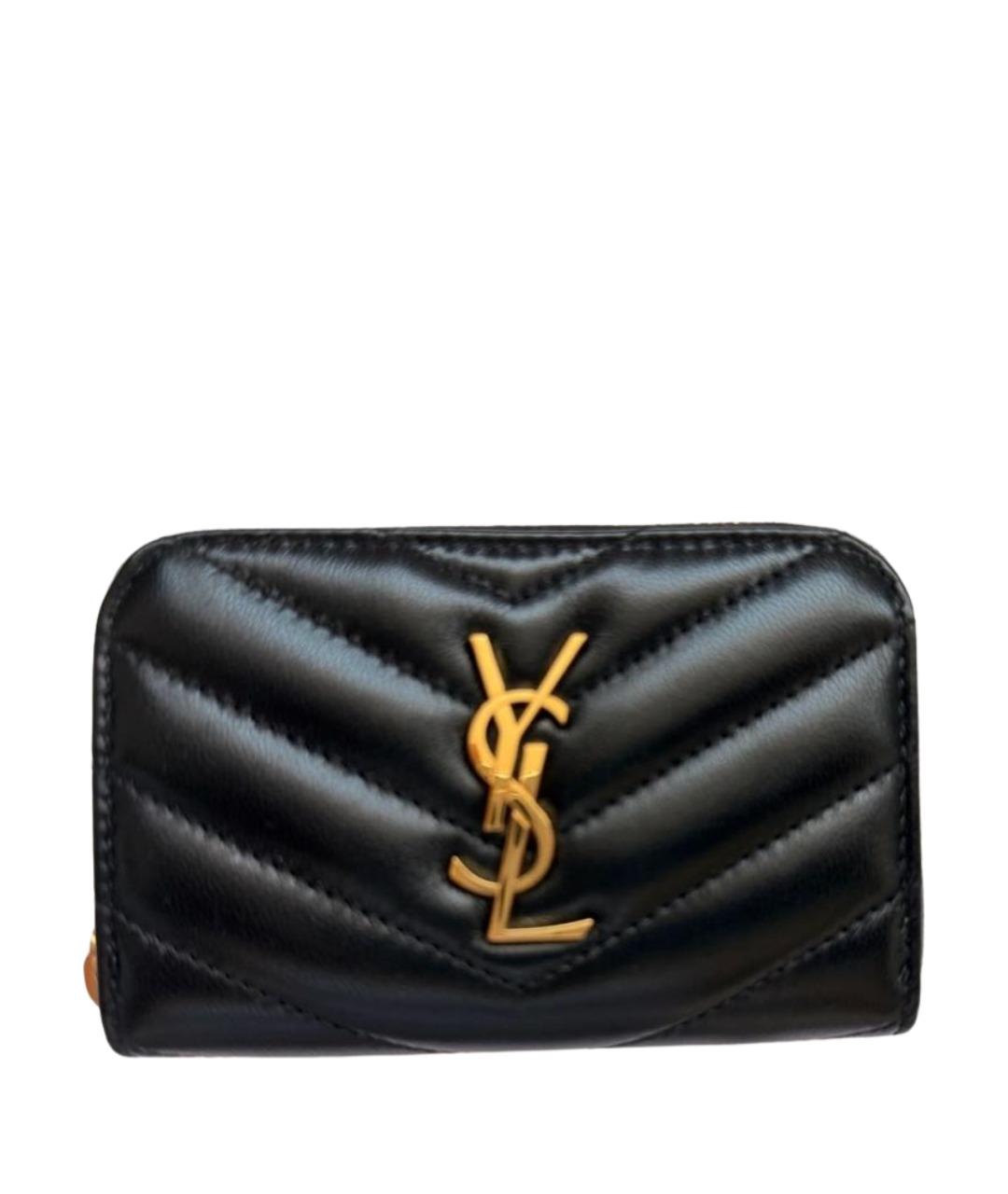 SAINT LAURENT Черный кожаный кошелек, фото 1