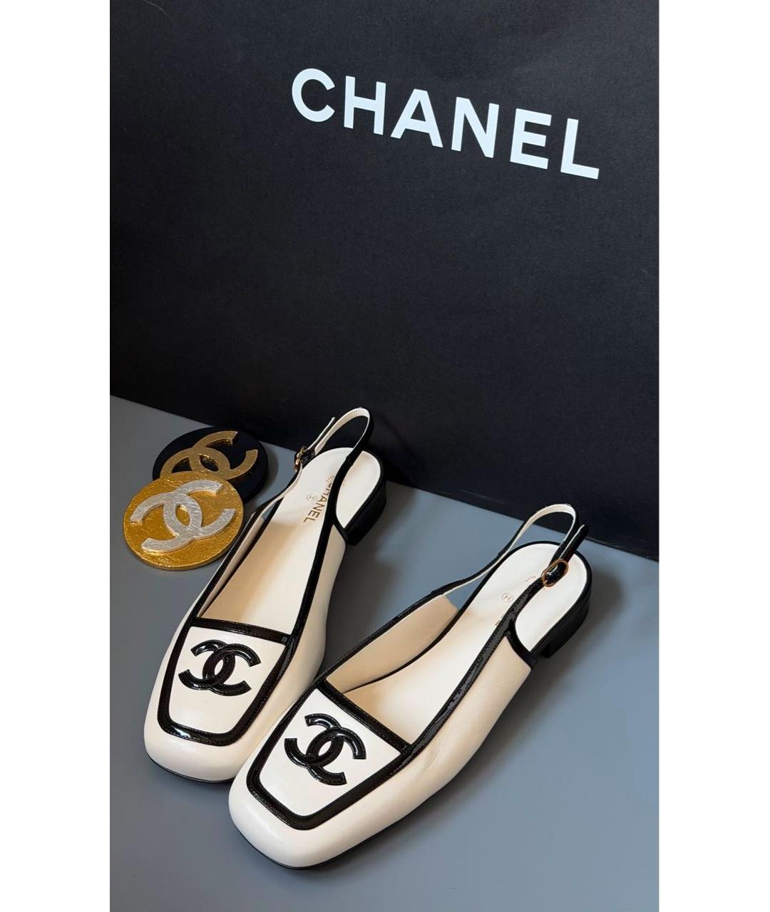 CHANEL Белые кожаные туфли, фото 3