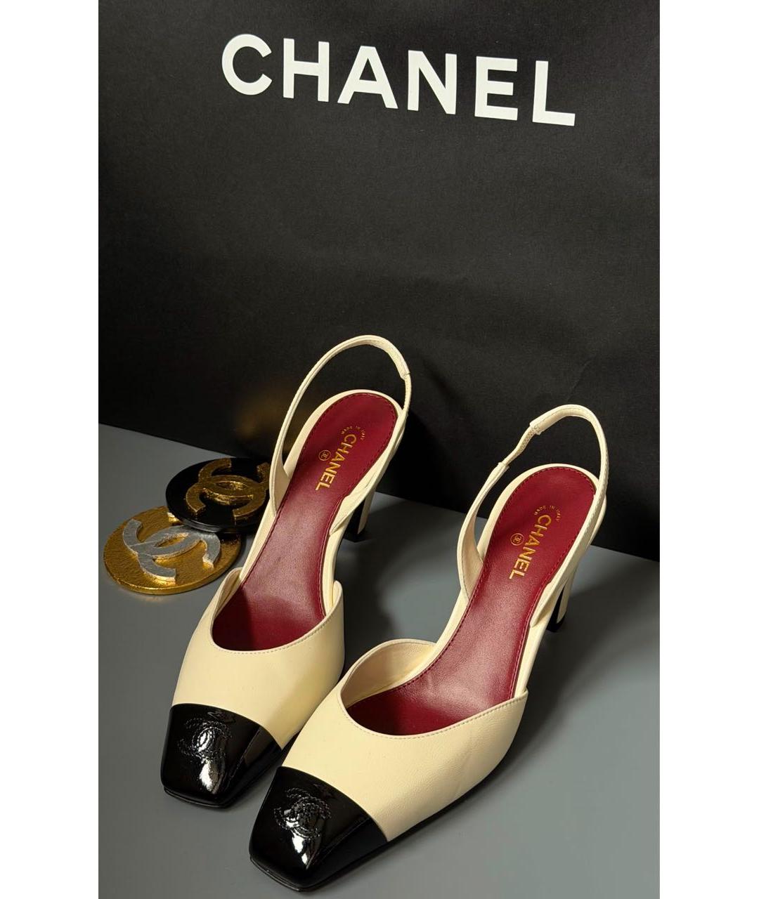 CHANEL Бежевые кожаные туфли, фото 3