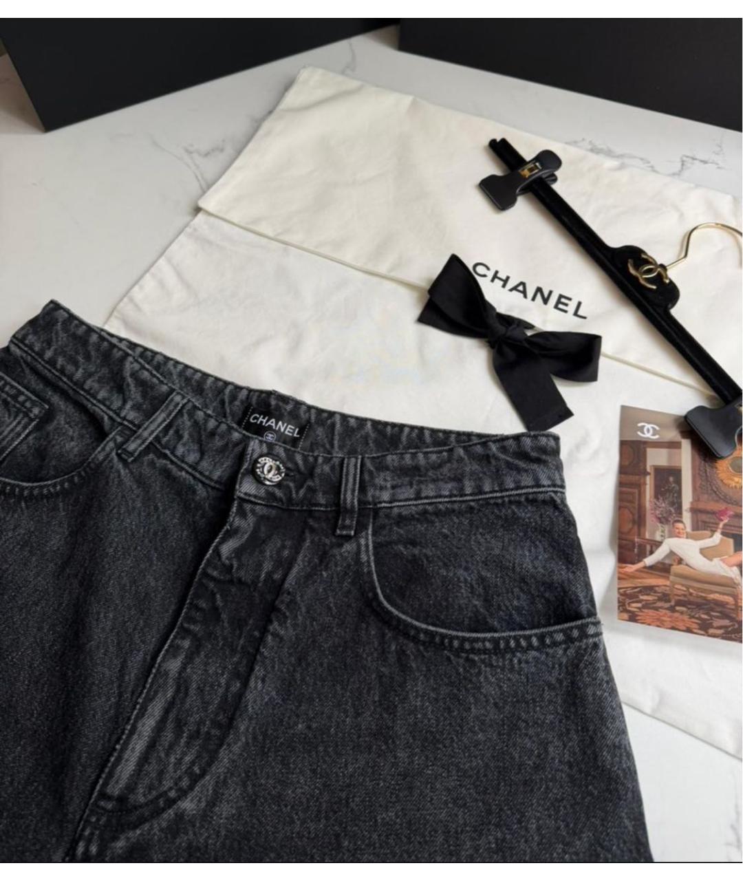 CHANEL Черные хлопковые джинсы клеш, фото 5