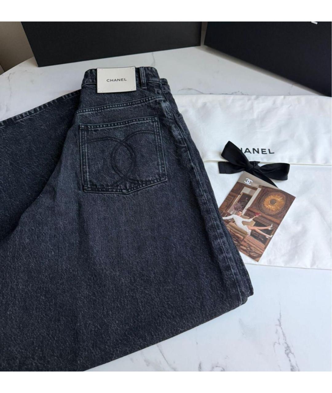 CHANEL Черные хлопковые джинсы клеш, фото 2