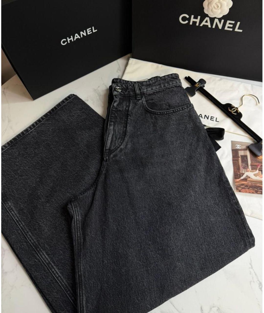 CHANEL Черные хлопковые джинсы клеш, фото 4