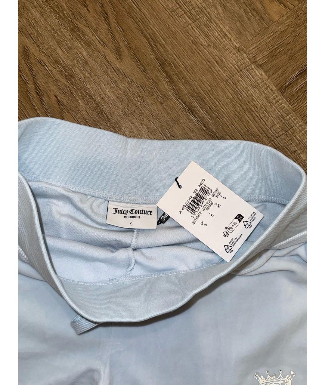 JUICY COUTURE Голубые велюровые спортивные брюки и шорты, фото 4