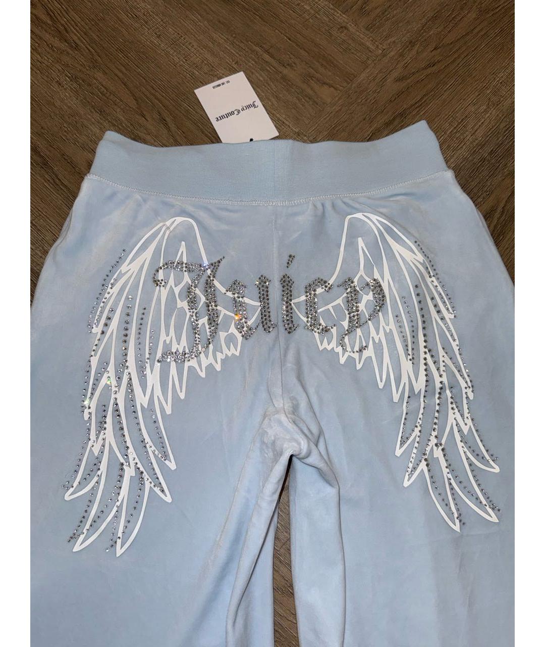 JUICY COUTURE Голубые велюровые спортивные брюки и шорты, фото 3