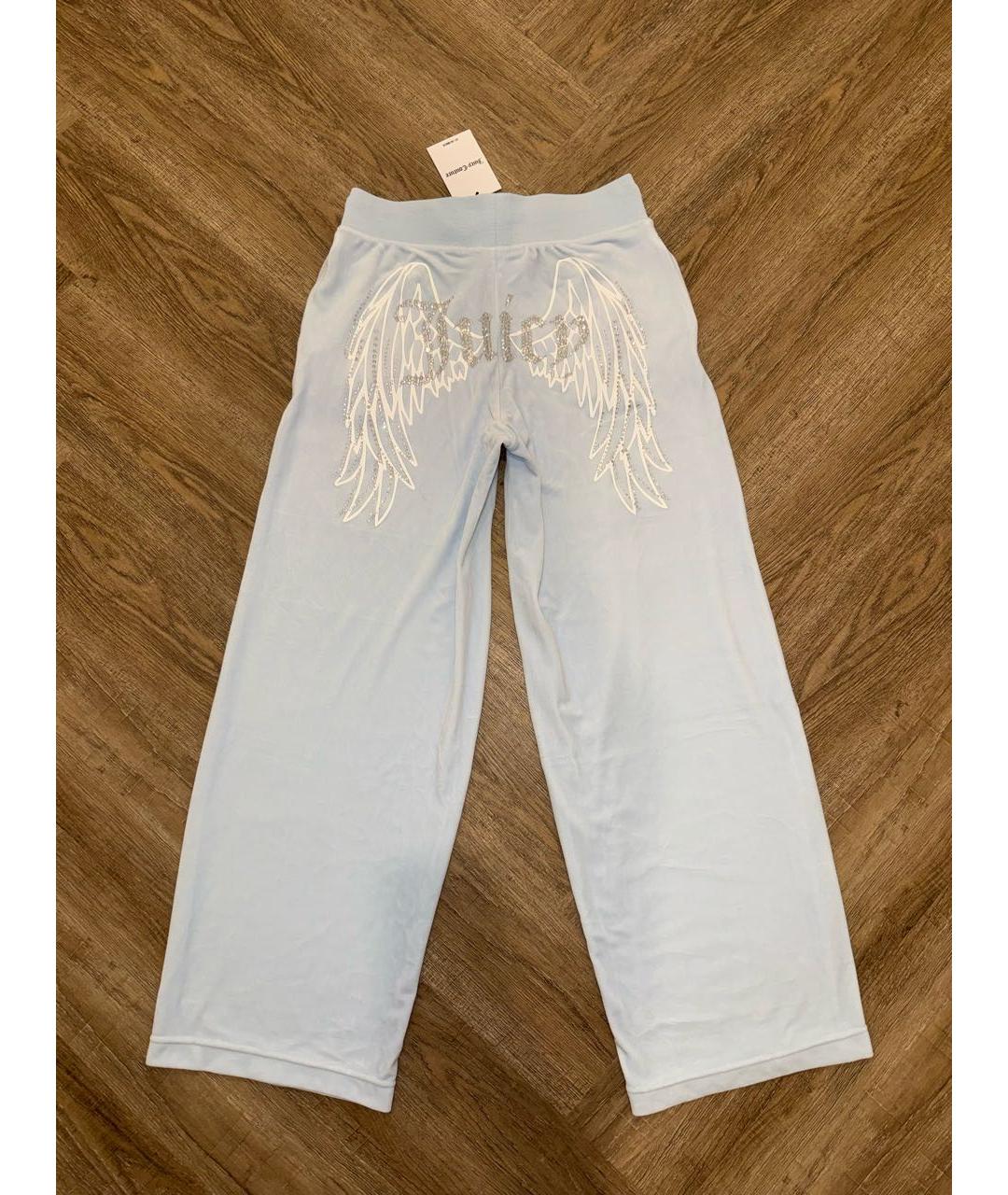 JUICY COUTURE Голубые велюровые спортивные брюки и шорты, фото 2