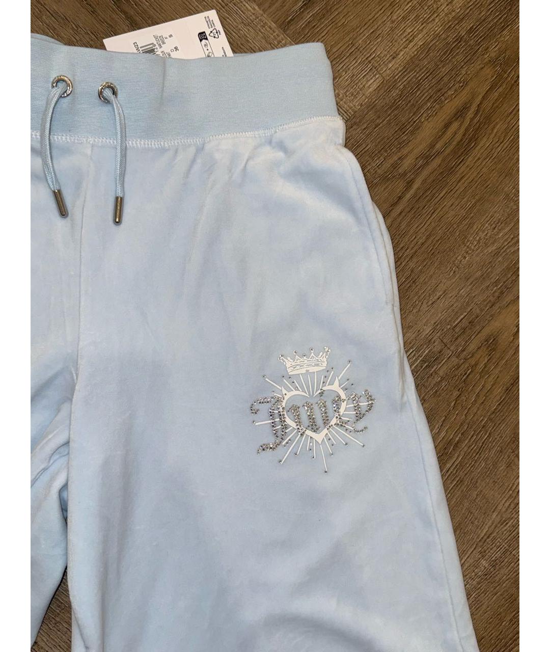 JUICY COUTURE Голубые велюровые спортивные брюки и шорты, фото 5