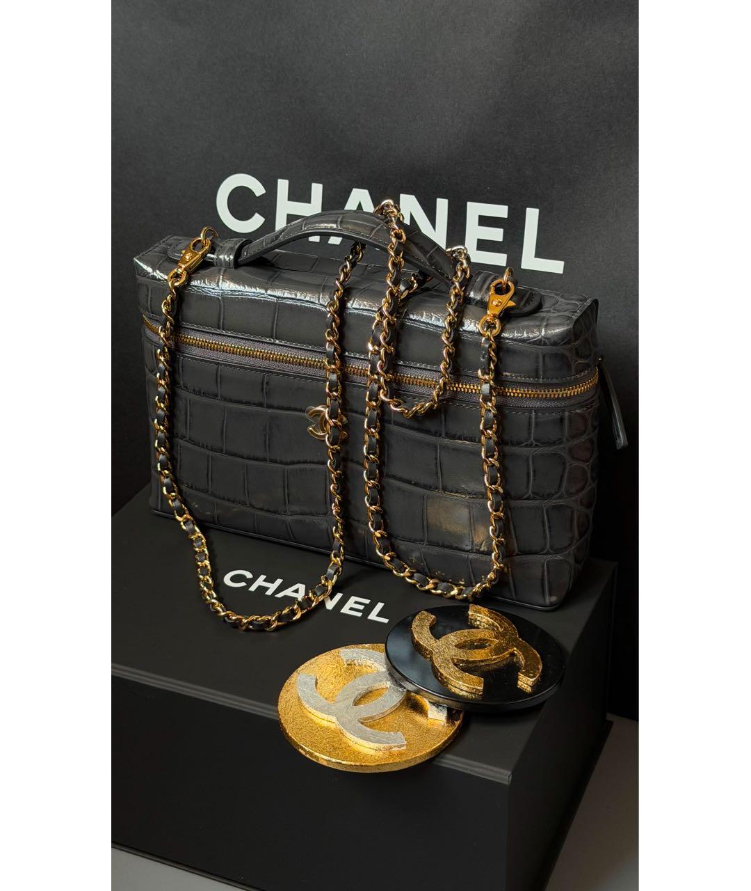 CHANEL Антрацитовая сумка через плечо из экзотической кожи, фото 2