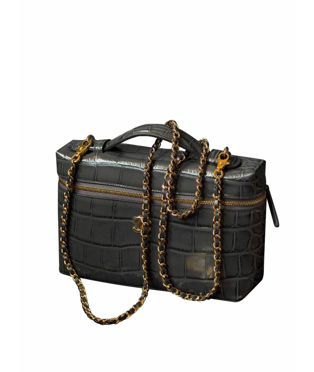 CHANEL Антрацитовая сумка через плечо из экзотической кожи, фото 1