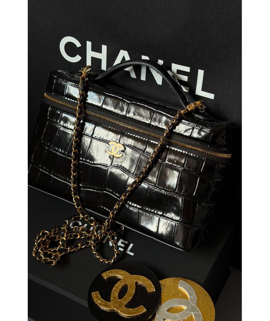 CHANEL Черная кожаная сумка через плечо, фото 3
