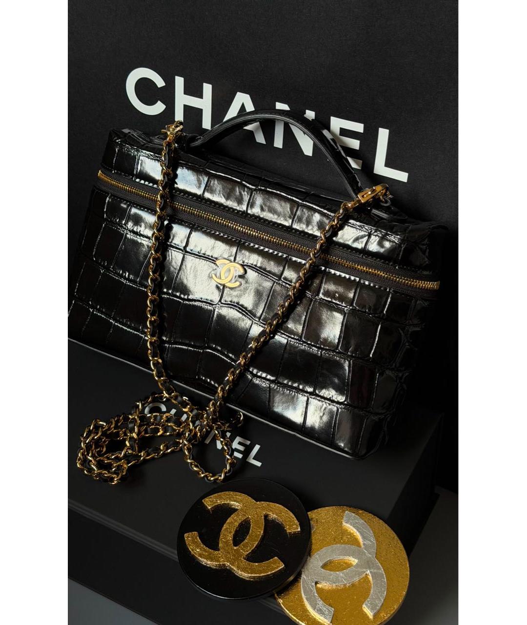 CHANEL Черная кожаная сумка через плечо, фото 2