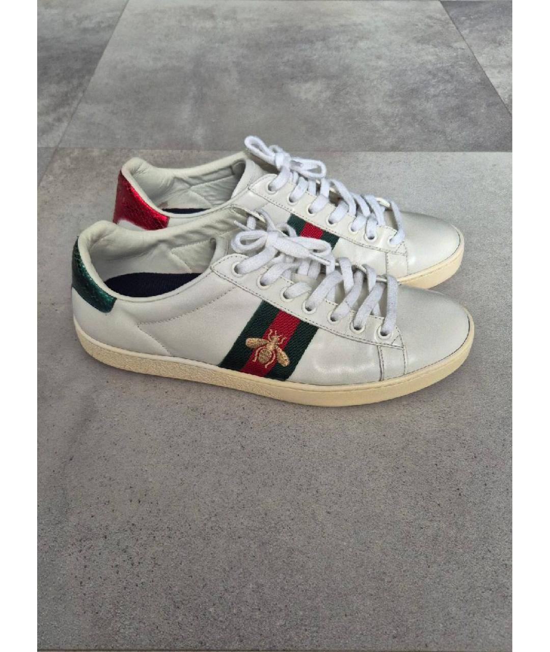 GUCCI Белые кеды из лакированной кожи, фото 10