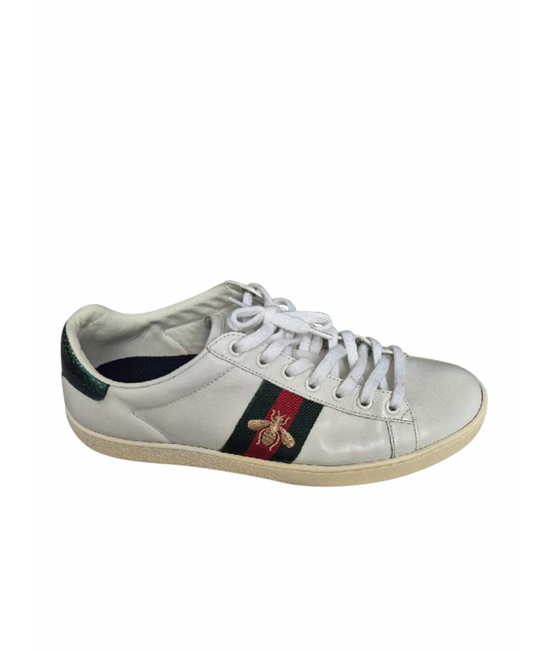 GUCCI Белые кеды из лакированной кожи, фото 1