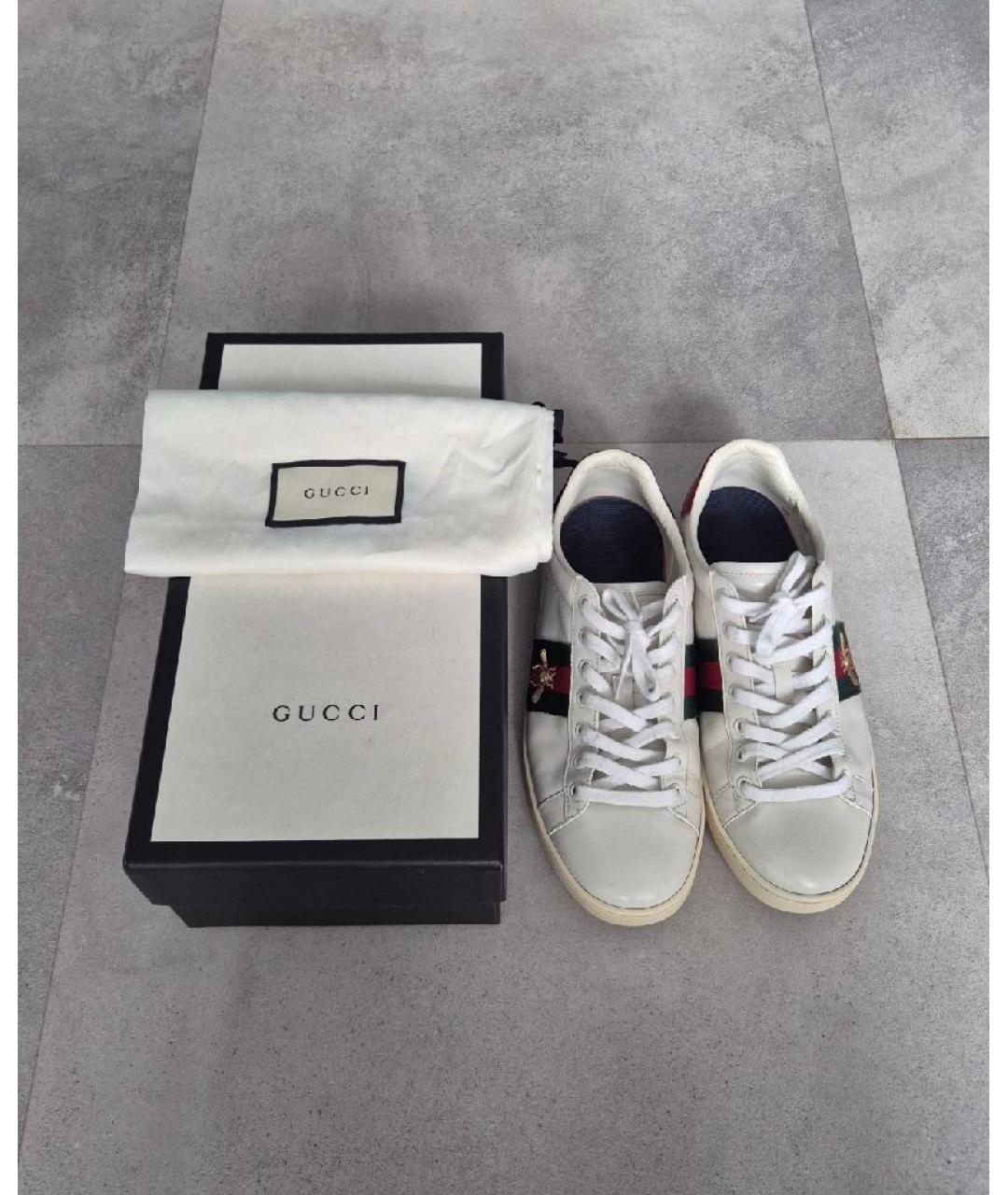 GUCCI Белые кеды из лакированной кожи, фото 4