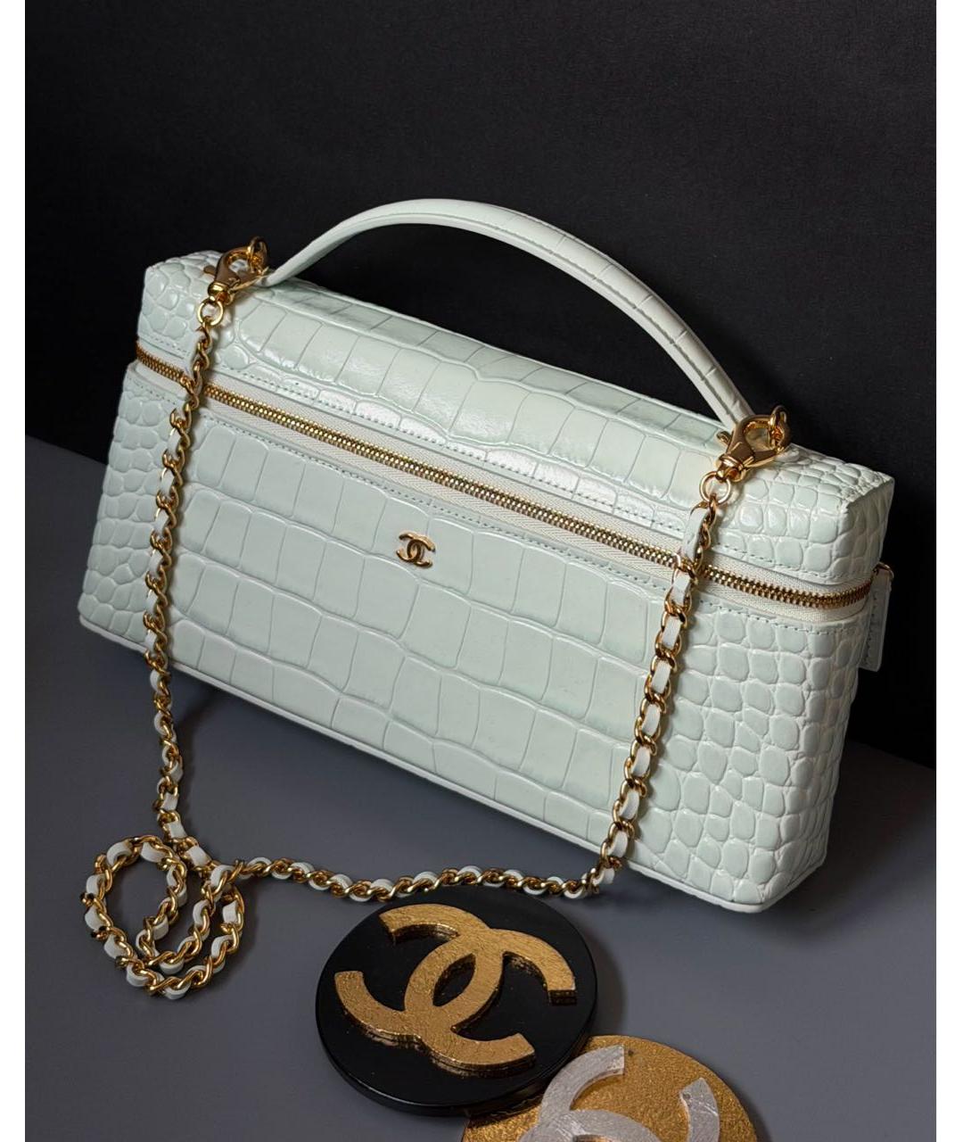 CHANEL Голубая кожаная сумка через плечо, фото 3