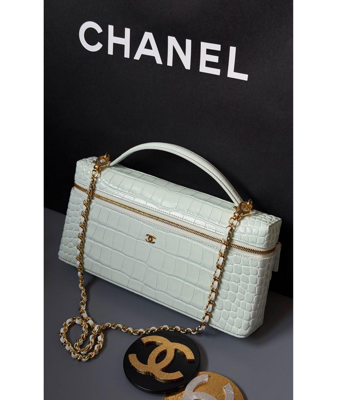 CHANEL Голубая кожаная сумка через плечо, фото 2