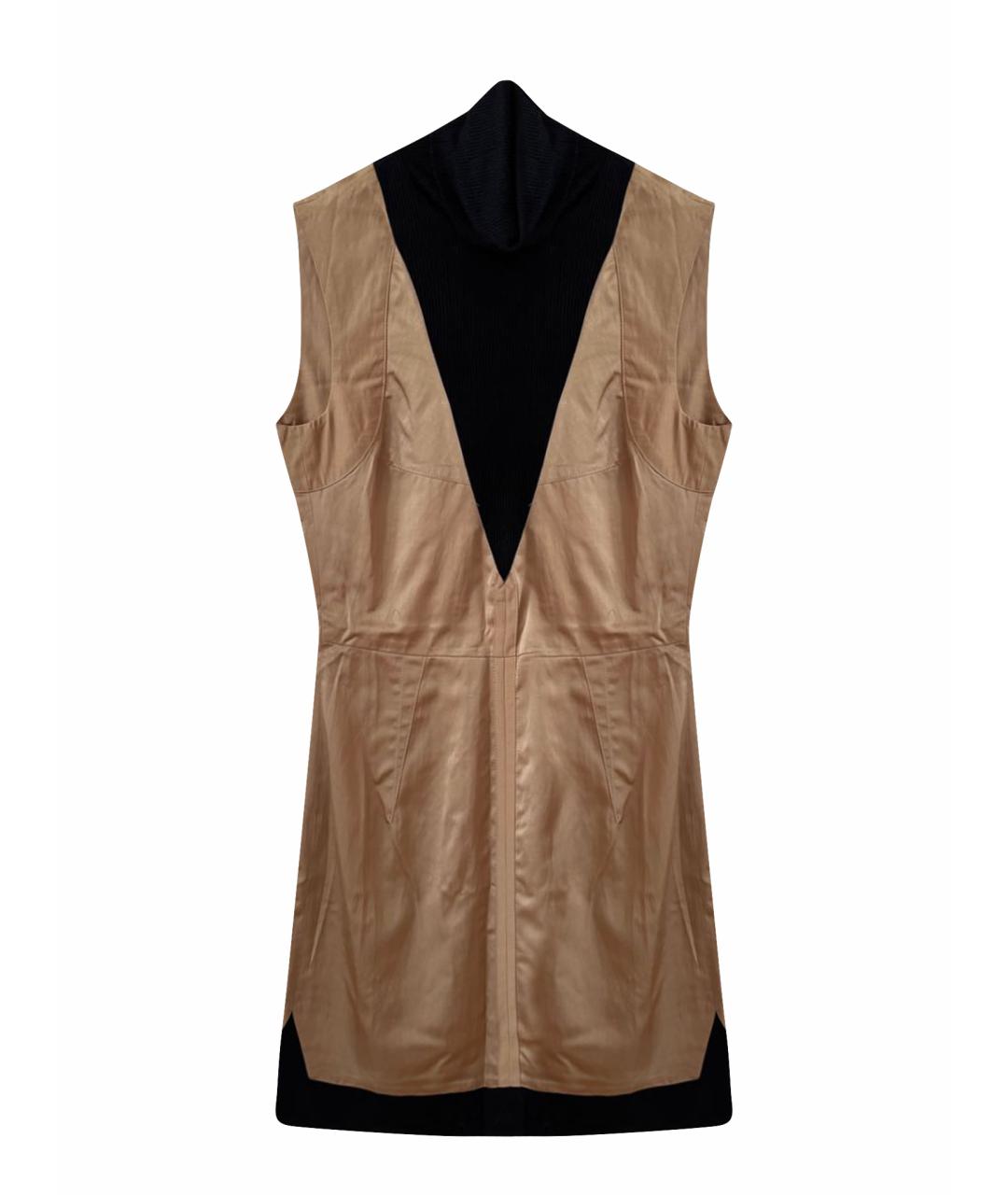 MM6 MAISON MARGIELA Бежевое шелковое коктейльное платье, фото 1