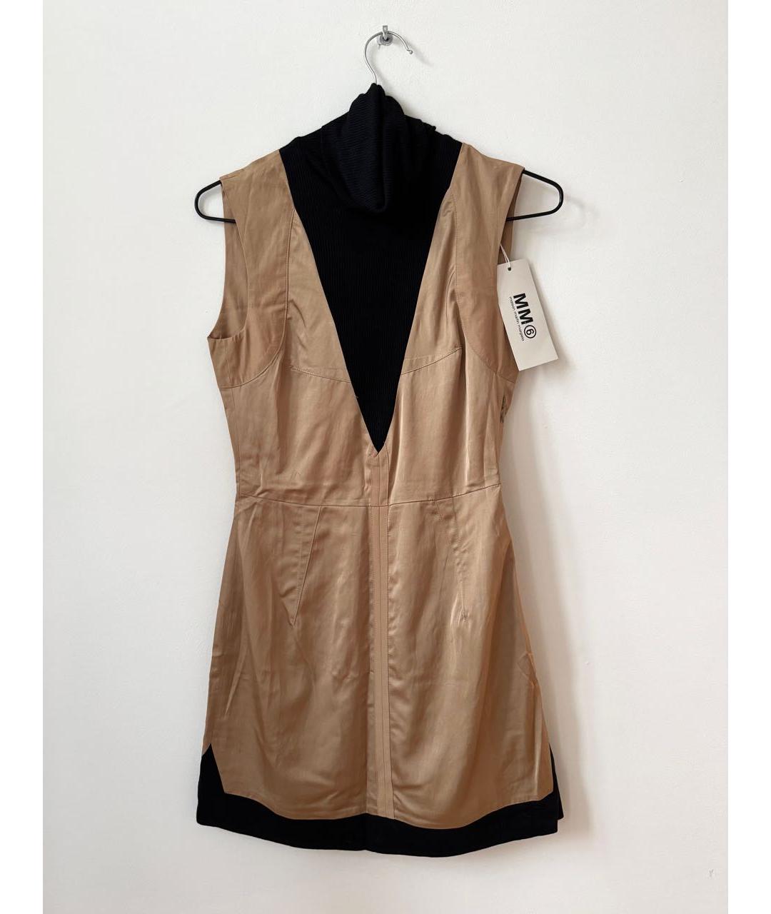 MM6 MAISON MARGIELA Бежевое шелковое коктейльное платье, фото 7
