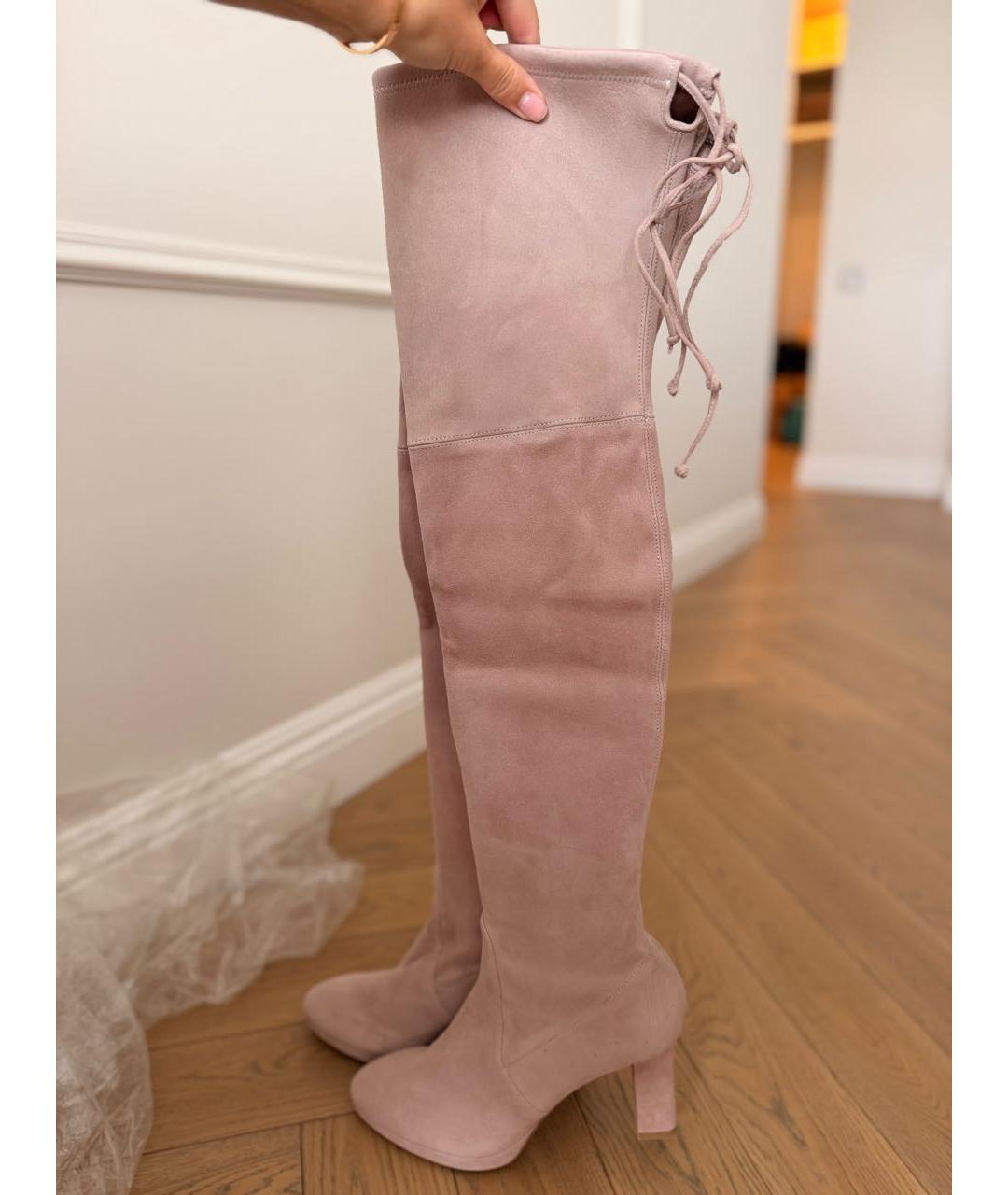 STUART WEITZMAN Розовые замшевые ботфорты, фото 3