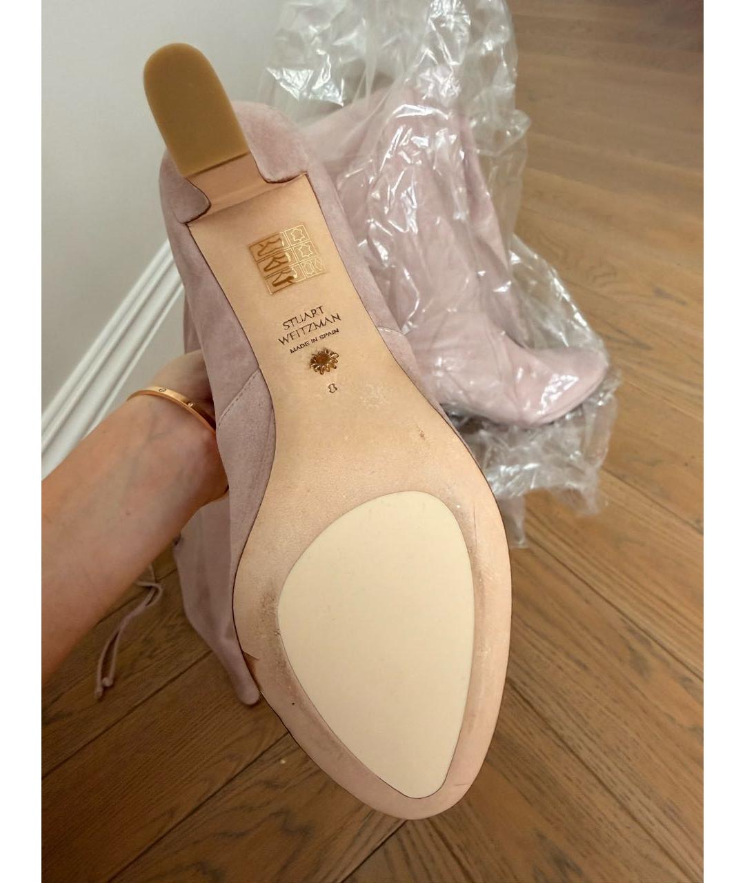 STUART WEITZMAN Розовые замшевые ботфорты, фото 5