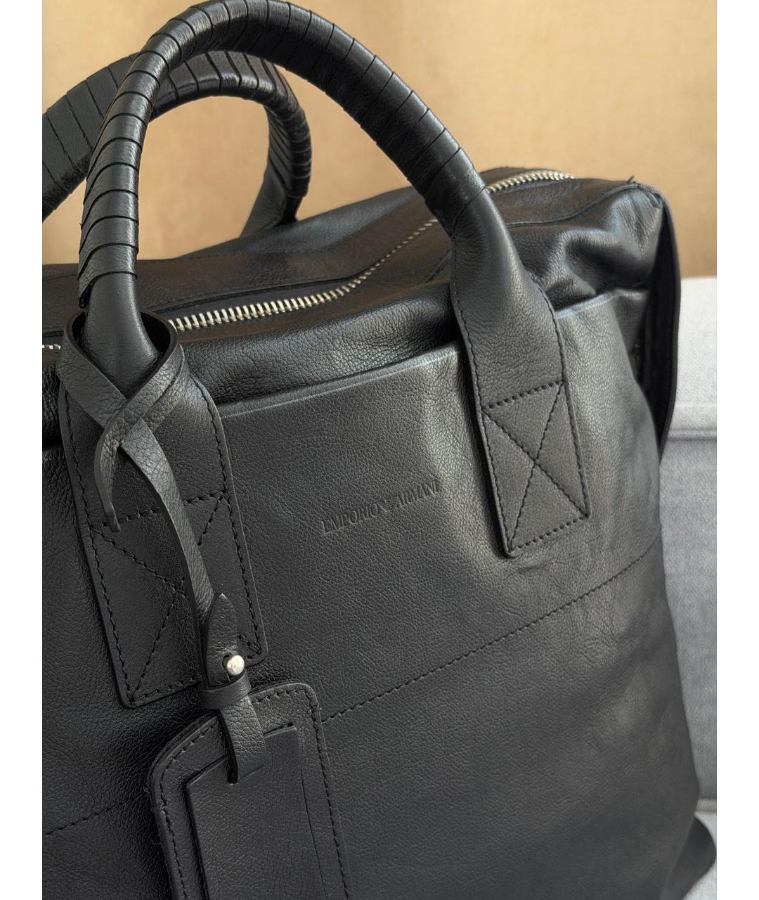 EMPORIO ARMANI Черная кожаная сумка на плечо, фото 7
