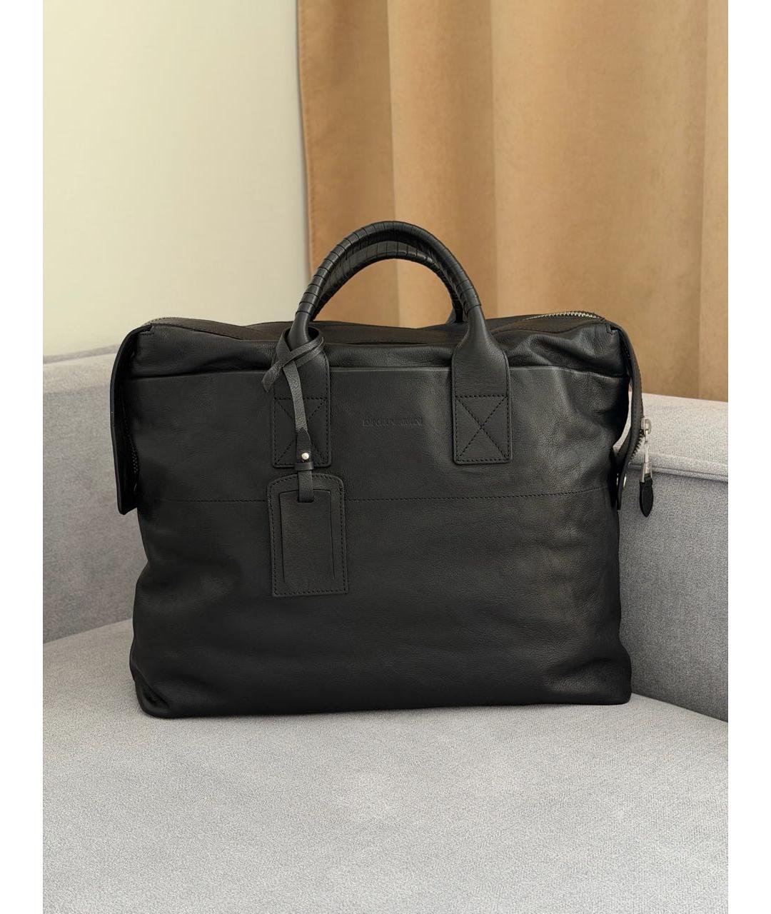 EMPORIO ARMANI Черная кожаная сумка на плечо, фото 9