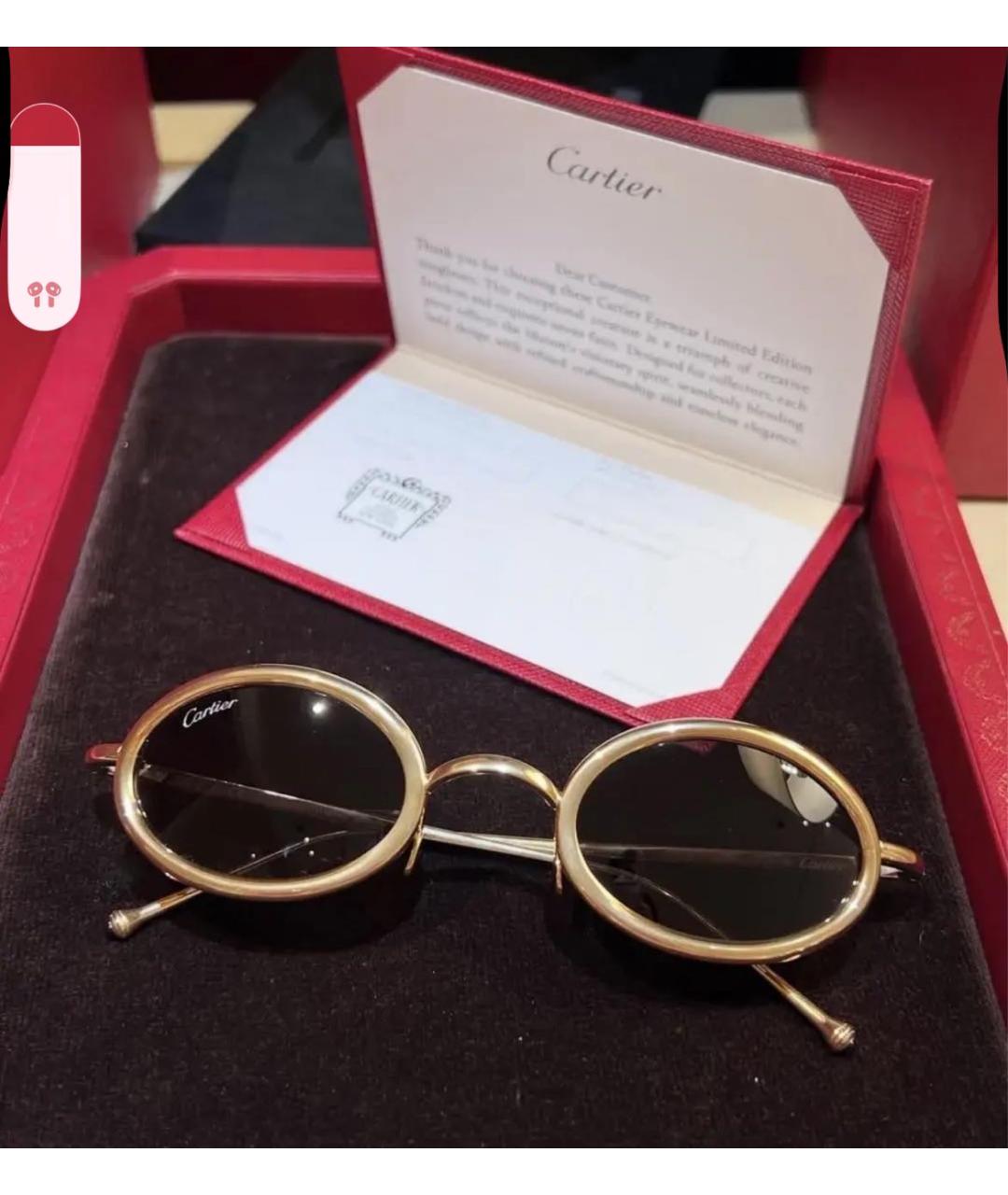 CARTIER Золотые металлические солнцезащитные очки, фото 4