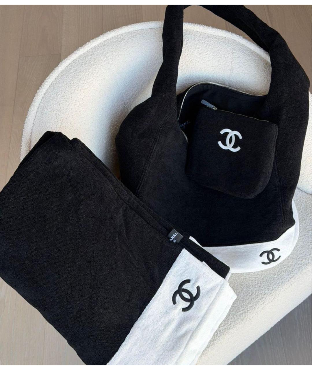 CHANEL Черная хлопковая пляжная сумка, фото 3