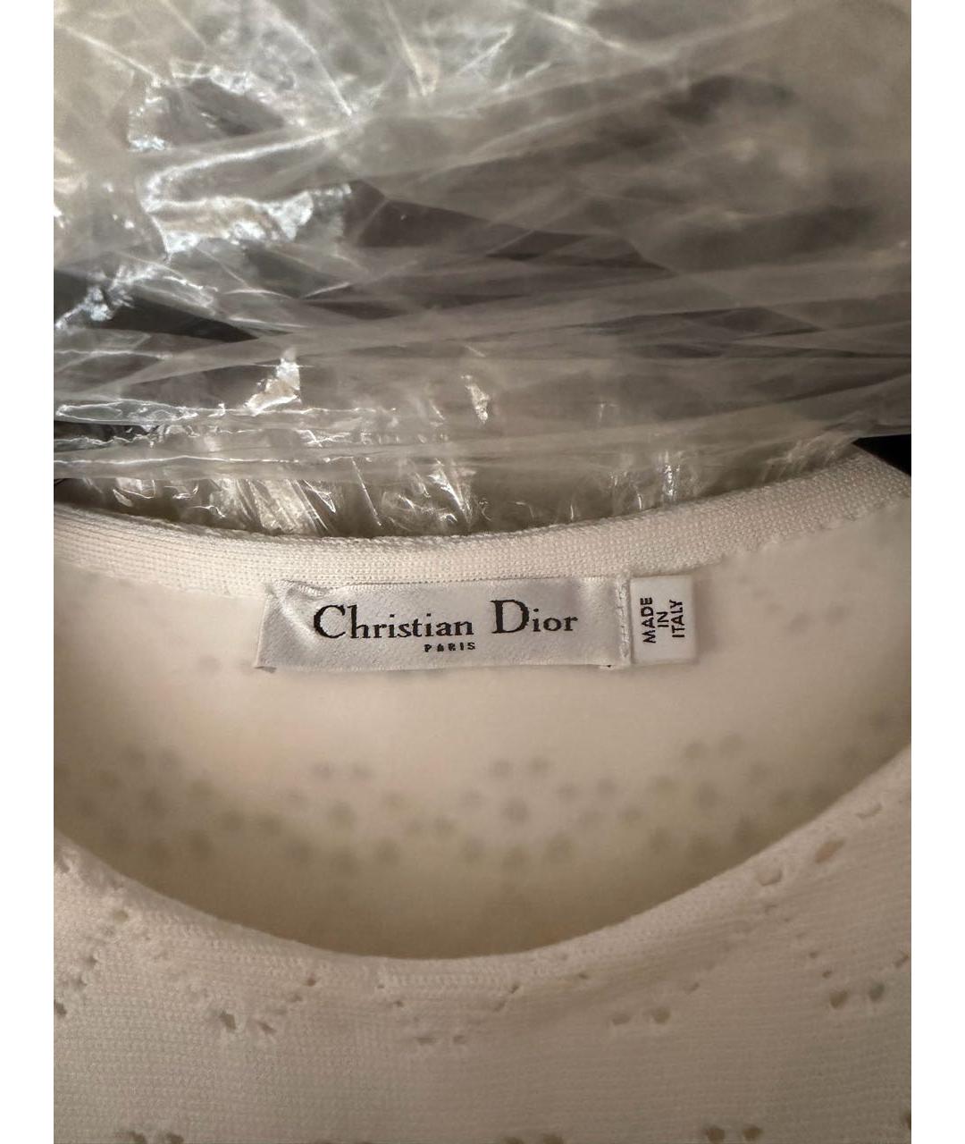 CHRISTIAN DIOR Белое хлопковое коктейльное платье, фото 3