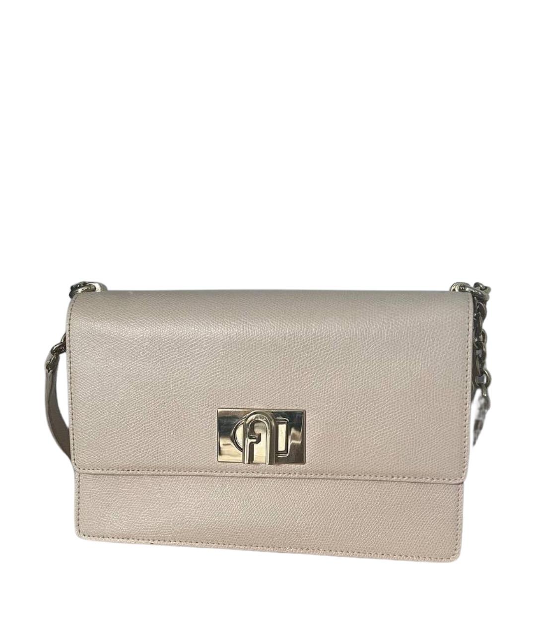 FURLA Бежевая кожаная сумка через плечо, фото 1
