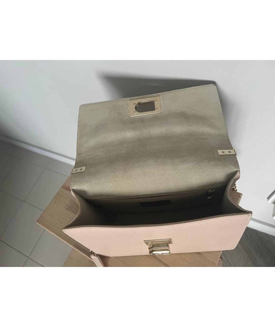 FURLA Бежевая кожаная сумка через плечо, фото 4