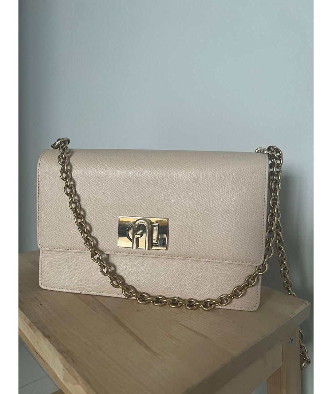 FURLA Бежевая кожаная сумка через плечо, фото 2