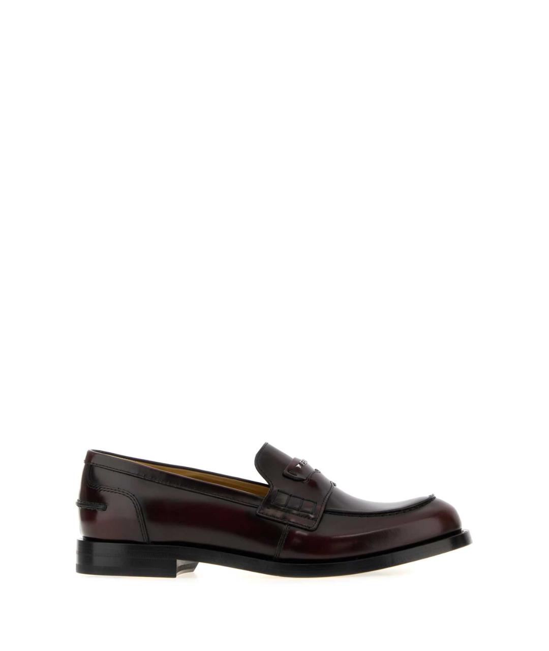 FENDI Бордовые кожаные лоферы, фото 1