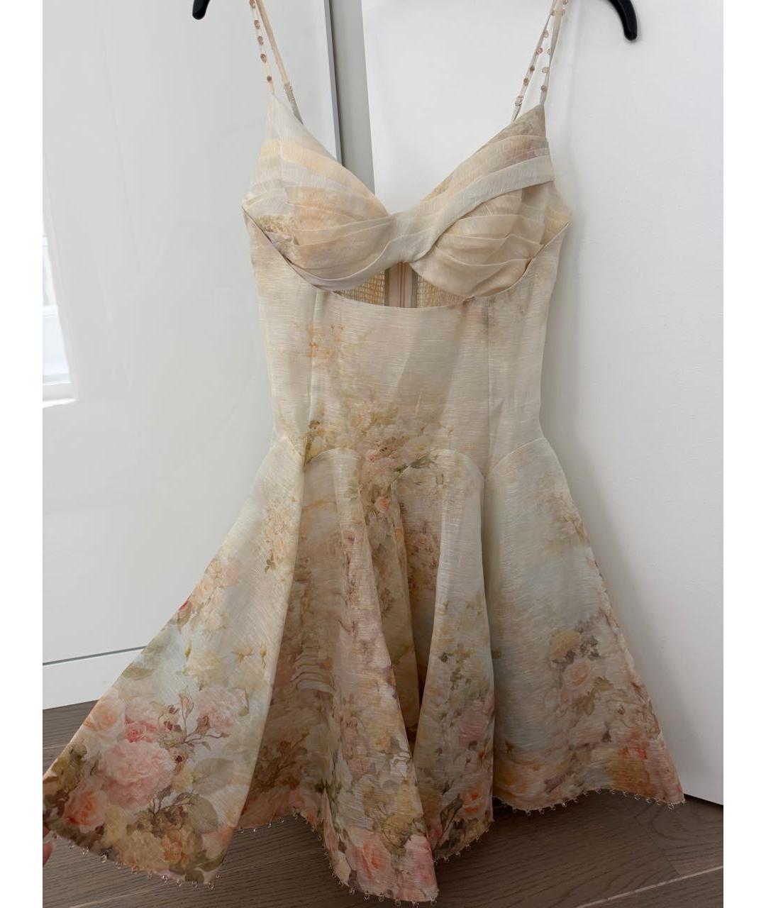 ZIMMERMANN Бежевое полиэстеровое коктейльное платье, фото 2