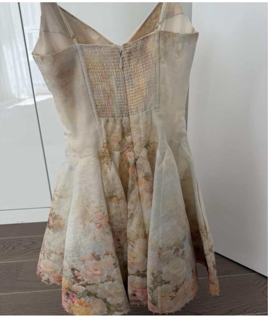 ZIMMERMANN Бежевое полиэстеровое коктейльное платье, фото 4