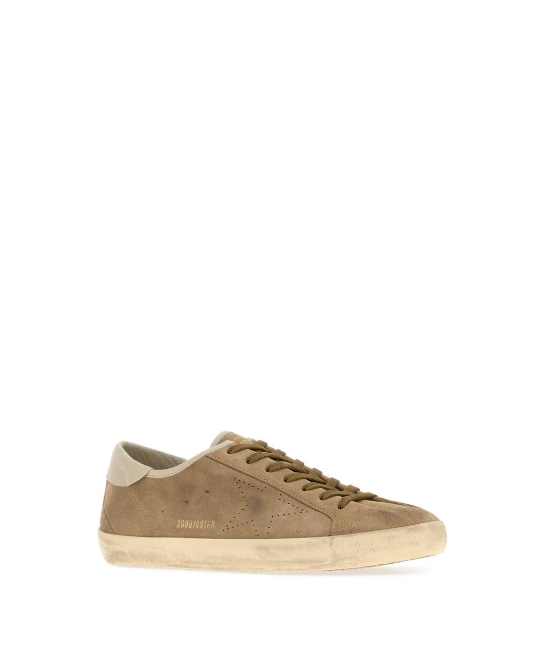GOLDEN GOOSE Бежевые замшевые низкие кроссовки / кеды, фото 2