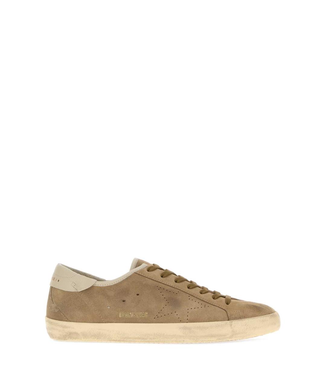 GOLDEN GOOSE Бежевые замшевые низкие кроссовки / кеды, фото 1