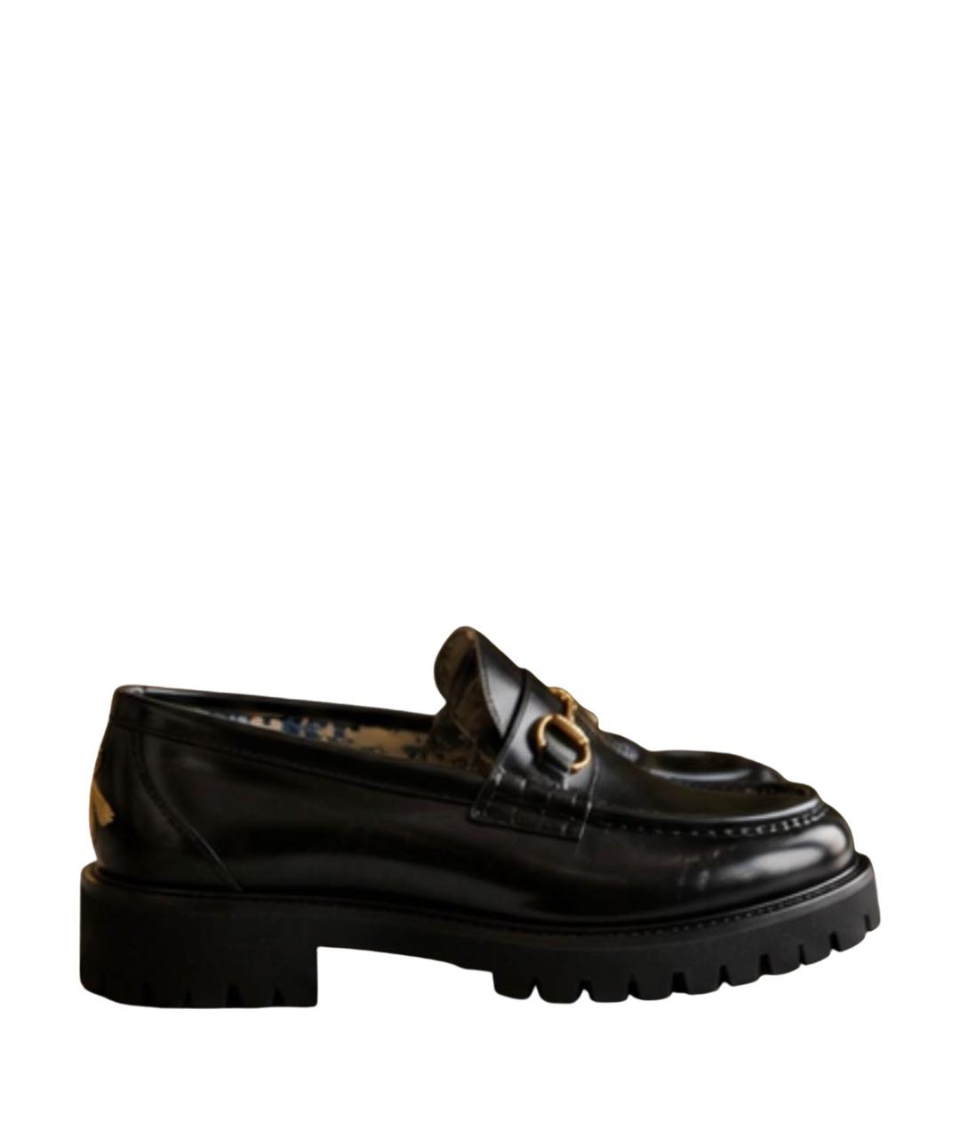 GUCCI Черные кожаные лоферы, фото 1
