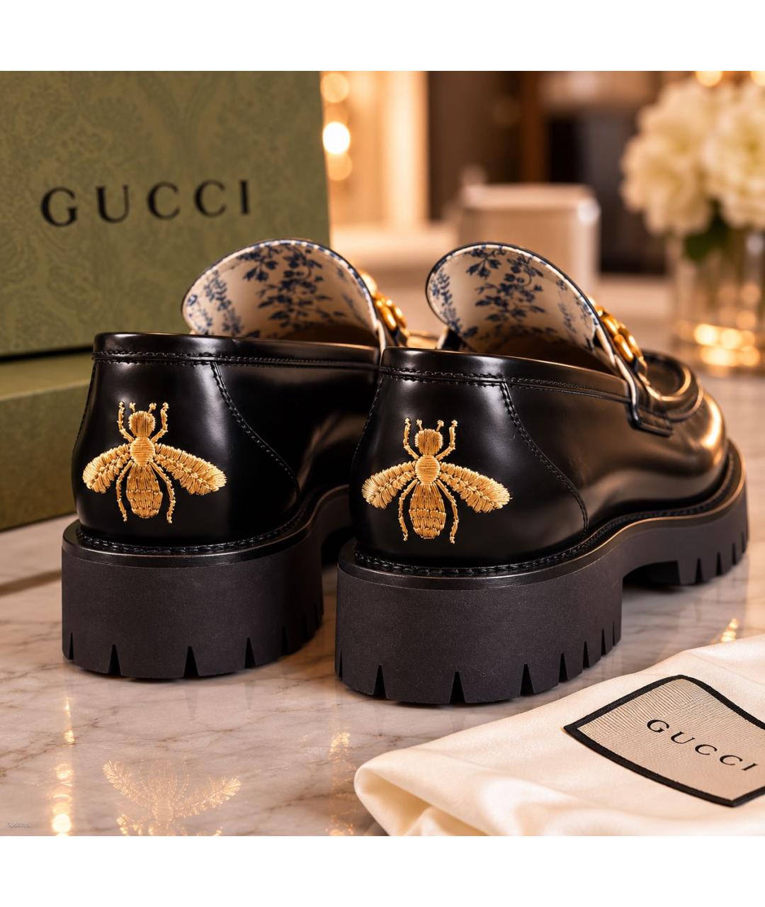 GUCCI Черные кожаные лоферы, фото 6