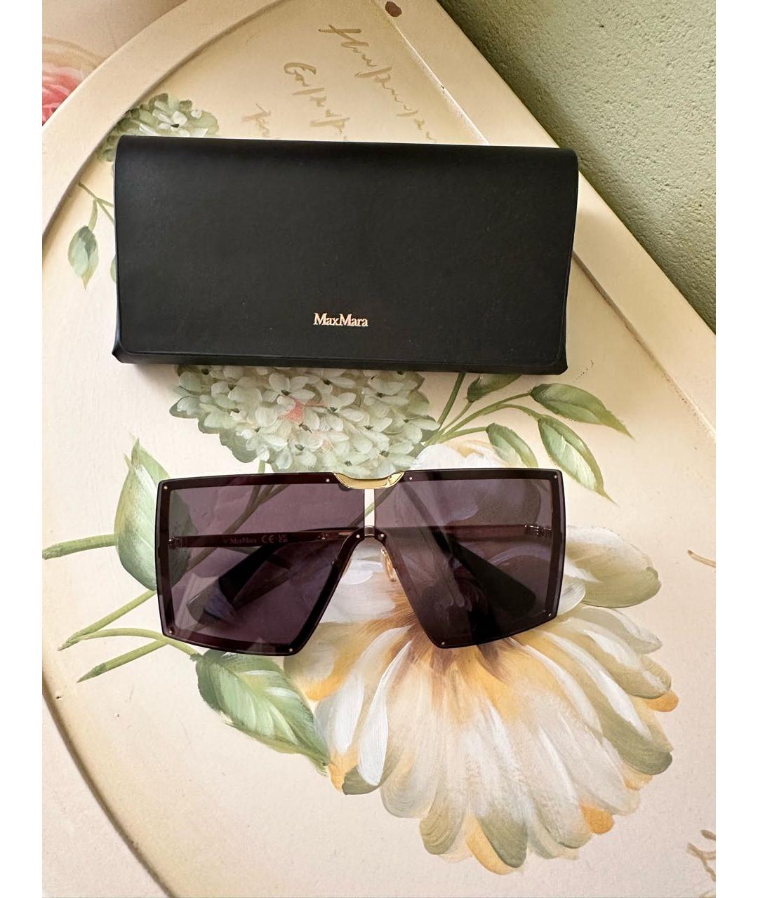'S MAX MARA Антрацитовые металлические солнцезащитные очки, фото 4