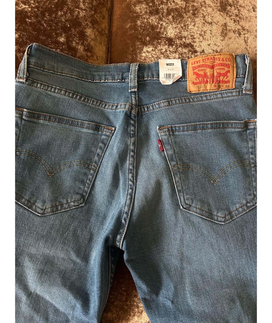 LEVI'S Голубые хлопко-полиэстеровые джинсы скинни, фото 4