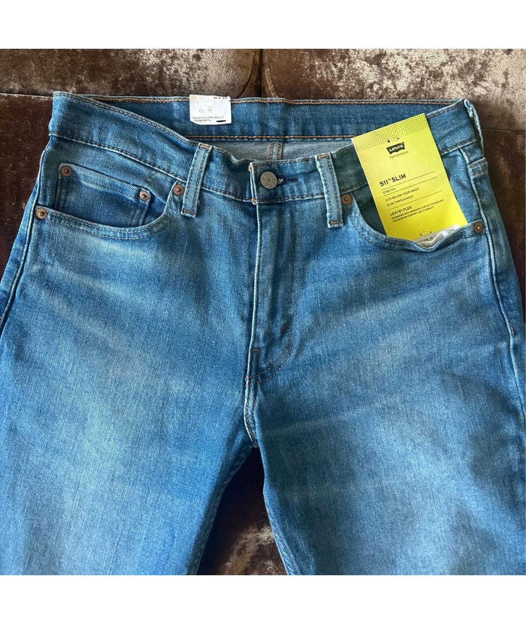 LEVI'S Голубые хлопко-полиэстеровые джинсы скинни, фото 3